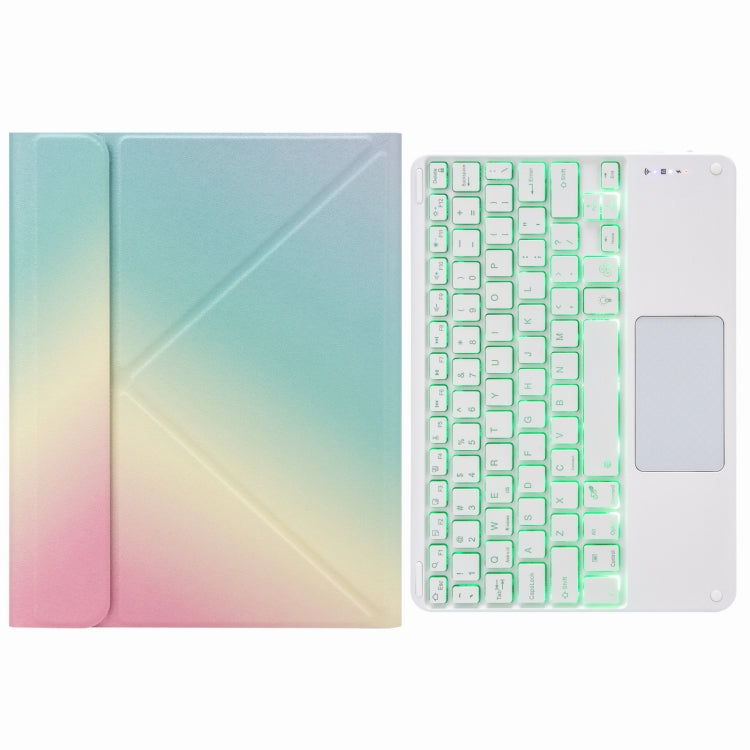 Étui en cuir avec clavier Bluetooth rétroéclairé tactile H-097CS et support arrière à trois volets, pour iPad 9.7 2018 & 2017, pour iPad Pro 11 pouces 2021 & 2020 & 2018 / Air 2020 10.9