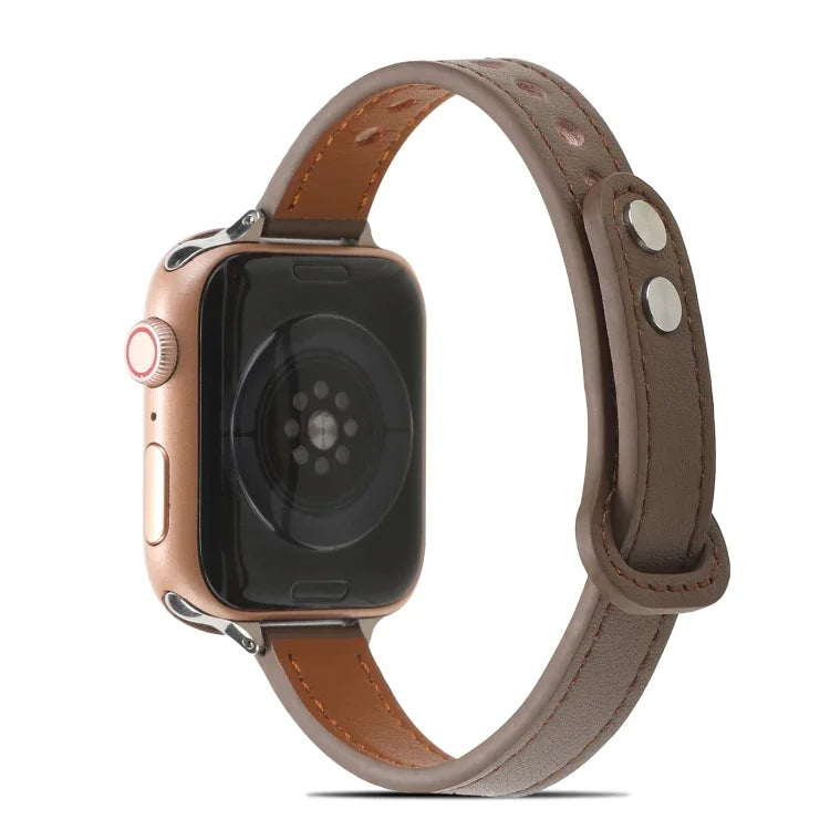 Bracelet en cuir à double rivet pour Apple Watch Series, 7 41mm / 6&SE&5&4 40mm / 3&2&1 38mm, 7 45mm / 6&SE&5&4 44mm / 3&2&1 42mm