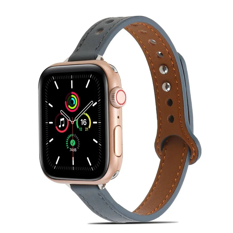 Bracelet en cuir à double rivet pour Apple Watch Series, 7 41mm / 6&SE&5&4 40mm / 3&2&1 38mm, 7 45mm / 6&SE&5&4 44mm / 3&2&1 42mm