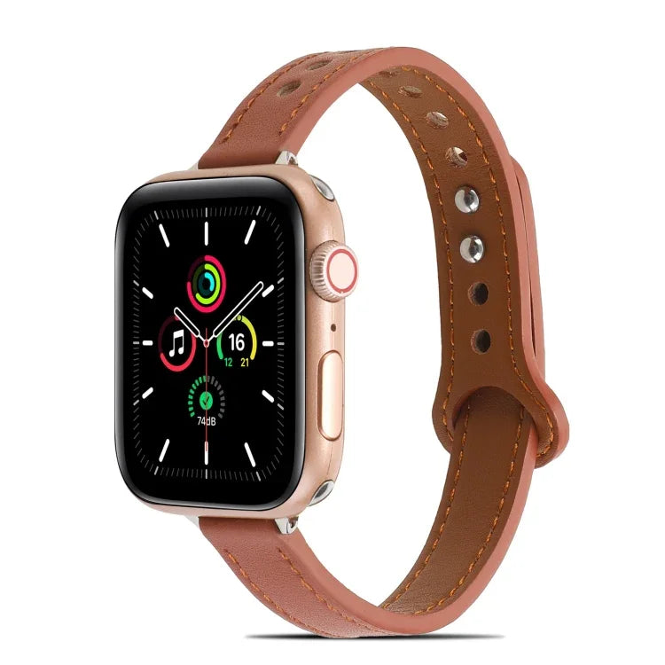 Bracelet en cuir à double rivet pour Apple Watch Series, 7 41mm / 6&SE&5&4 40mm / 3&2&1 38mm, 7 45mm / 6&SE&5&4 44mm / 3&2&1 42mm