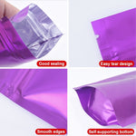 Lot de 100 sachets refermables mats en aluminium pour snacks, 14x20+4cm, 15x22+4cm, 16x24+4cm, 18x26+4cm