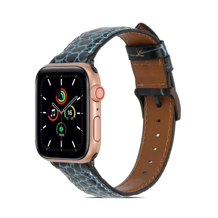 Bracelet en cuir texturé crocodile pour Apple Watch Series, 7 41 mm / 6&SE&5&4 40 mm / 3&2&1 38 mm, 7 45 mm / 6&SE&5&4 44 mm / 3&2&1 42 mm