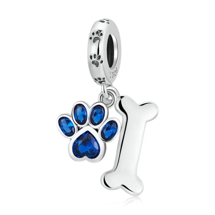 Pendentif Patte de Chien Os en Argent Sterling S925, Accessoires de Collier Bracelet DIY, Patte de Chien Os