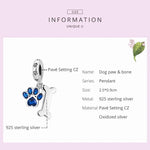 Pendentif Patte de Chien Os en Argent Sterling S925, Accessoires de Collier Bracelet DIY, Patte de Chien Os