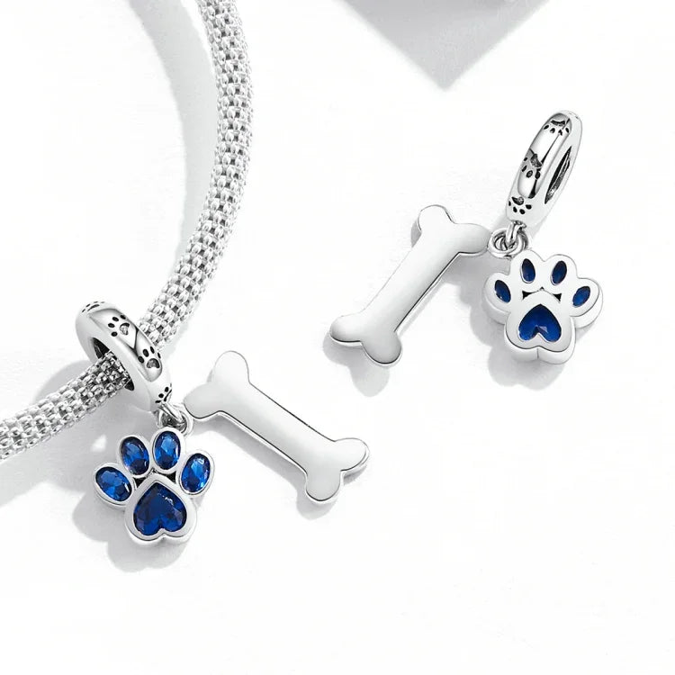 Pendentif Patte de Chien Os en Argent Sterling S925, Accessoires de Collier Bracelet DIY, Patte de Chien Os