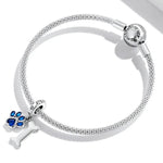 Pendentif Patte de Chien Os en Argent Sterling S925, Accessoires de Collier Bracelet DIY, Patte de Chien Os