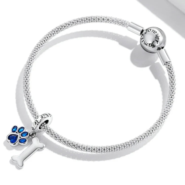 Pendentif Patte de Chien Os en Argent Sterling S925, Accessoires de Collier Bracelet DIY, Patte de Chien Os