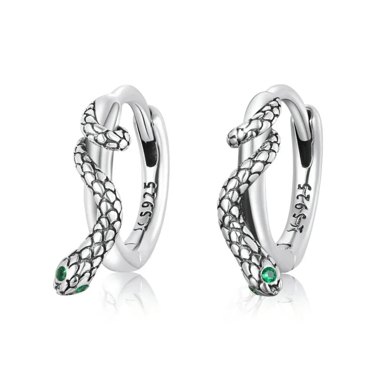 Boucles d'oreilles femme serpent en argent sterling S925, boucle d'oreille serpent