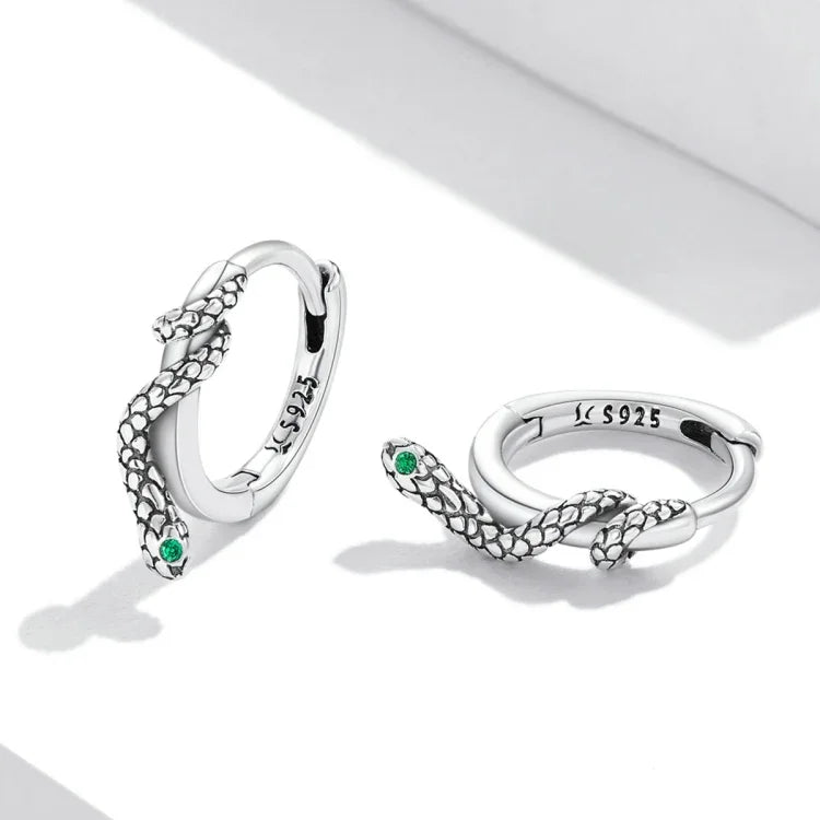 Boucles d'oreilles femme serpent en argent sterling S925, boucle d'oreille serpent