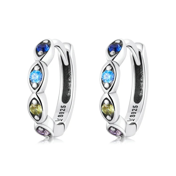 Boucles d'oreilles femme œil de diable en zircon en argent sterling S925, zircon œil de diable