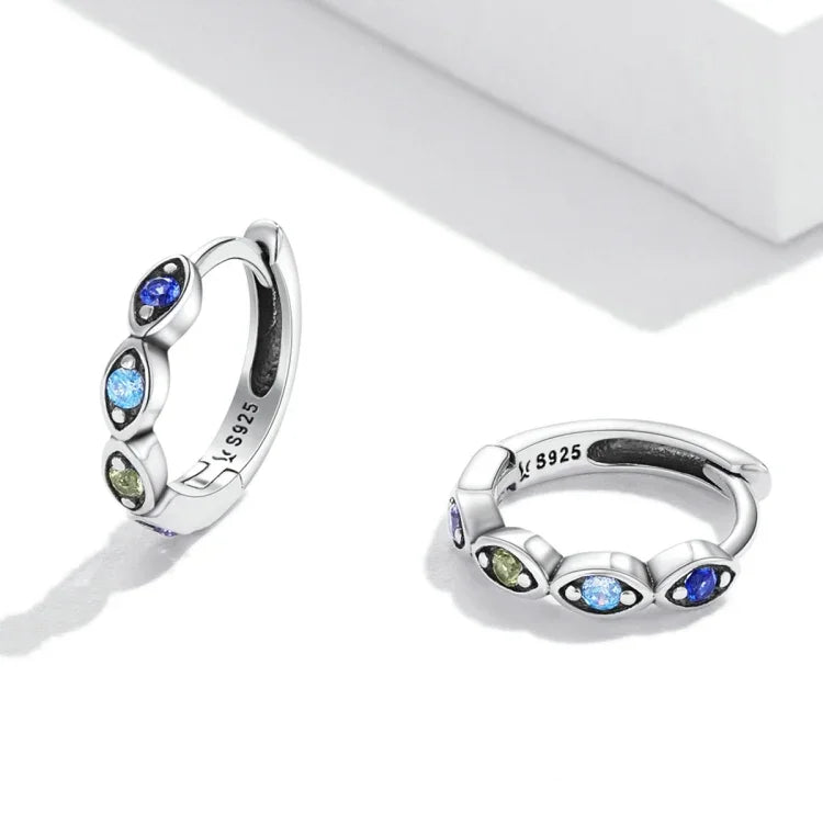 Boucles d'oreilles femme œil de diable en zircon en argent sterling S925, zircon œil de diable