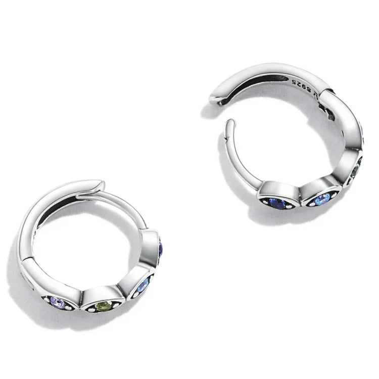 Boucles d'oreilles femme œil de diable en zircon en argent sterling S925, zircon œil de diable