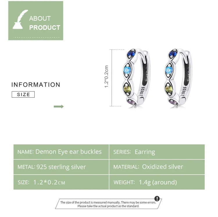 Boucles d'oreilles femme œil de diable en zircon en argent sterling S925, zircon œil de diable