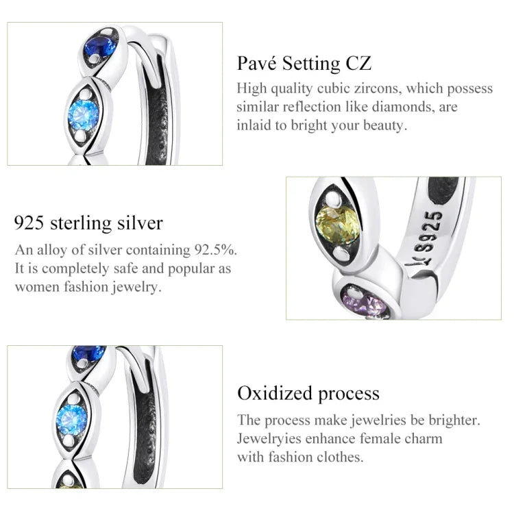 Boucles d'oreilles femme œil de diable en zircon en argent sterling S925, zircon œil de diable