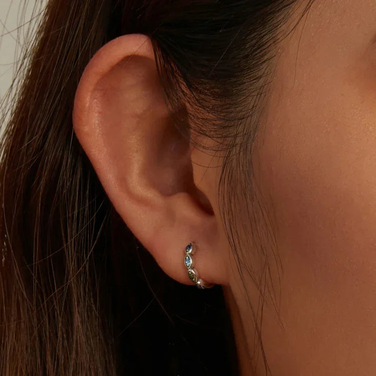 Boucles d'oreilles femme œil de diable en zircon en argent sterling S925, zircon œil de diable