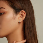 Boucles d'oreilles femme œil de diable en zircon en argent sterling S925, zircon œil de diable