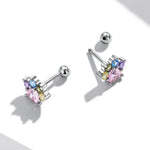 Boucles d'oreilles clous en argent sterling S925 serties de zircon coloré en forme de patte mignonne pour femmes, zircon coloré en forme de patte mignonne