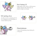 Boucles d'oreilles clous en argent sterling S925 serties de zircon coloré en forme de patte mignonne pour femmes, zircon coloré en forme de patte mignonne