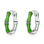 Boucles d'oreilles créoles bambou en argent sterling S925 pour femmes, bambou