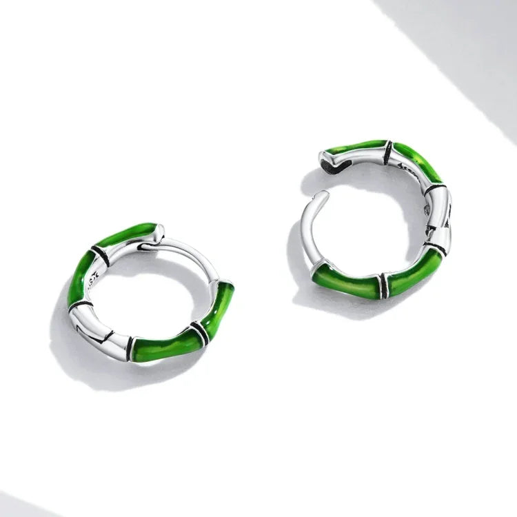 Boucles d'oreilles créoles bambou en argent sterling S925 pour femmes, bambou