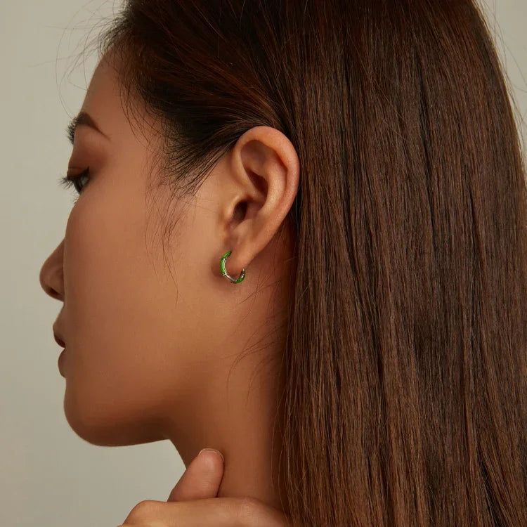 Boucles d'oreilles créoles bambou en argent sterling S925 pour femmes, bambou
