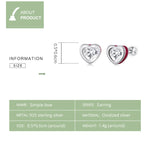 Boucles d'oreilles clous en argent sterling S925, avec cœur en zircon pour femme, Cœur en zircon (bleu)