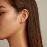 Boucles d'oreilles clous en argent sterling S925, avec cœur en zircon pour femme, Cœur en zircon (bleu)