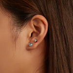 Boucles d'oreilles clous en argent sterling S925, avec cœur en zircon pour femme, Cœur en zircon (bleu)