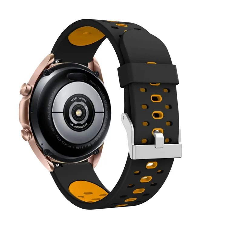 Bracelet de montre en silicone à trois rangées de trous, pour Samsung Galaxy Watch 3 45mm