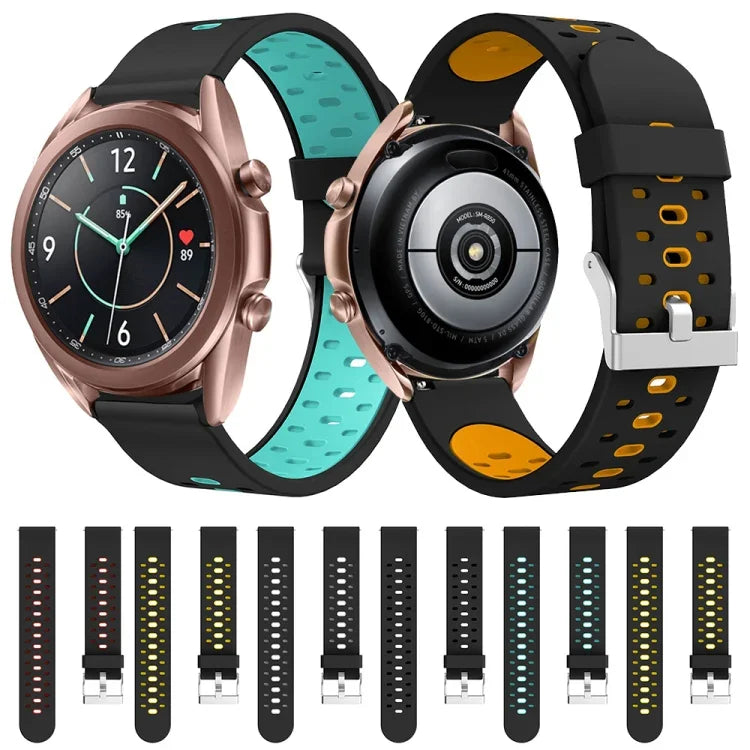 Bracelet de montre en silicone à trois rangées de trous, pour Samsung Galaxy Watch 3 45mm