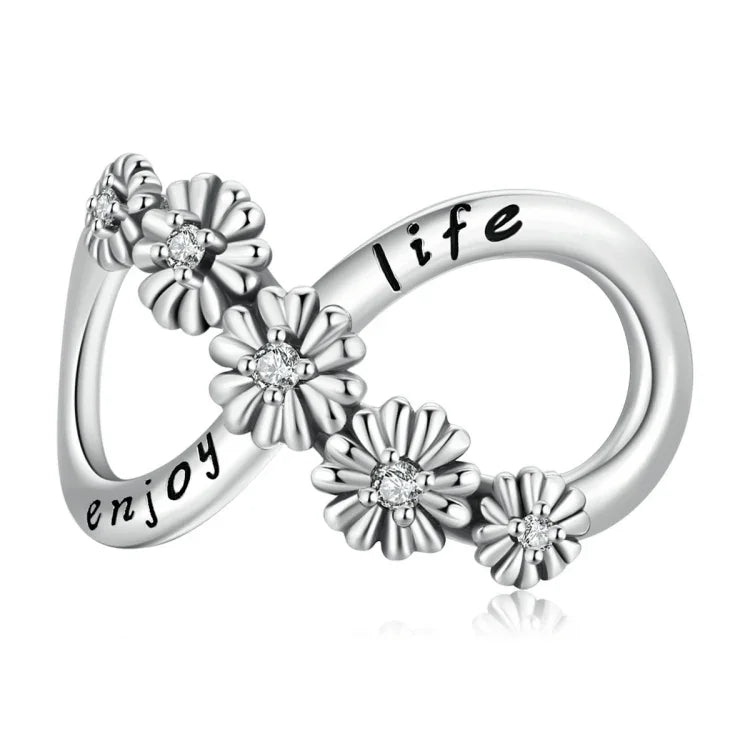 S925 Argent Sterling Fleurs Infinies Perles DIY Bracelet Collier Accessoires, Fleurs Infinies