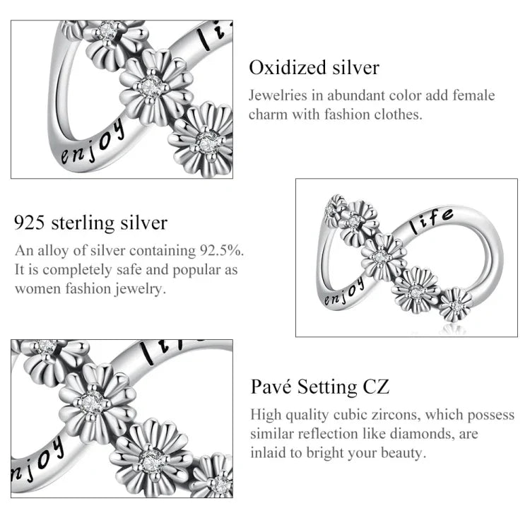 S925 Argent Sterling Fleurs Infinies Perles DIY Bracelet Collier Accessoires, Fleurs Infinies