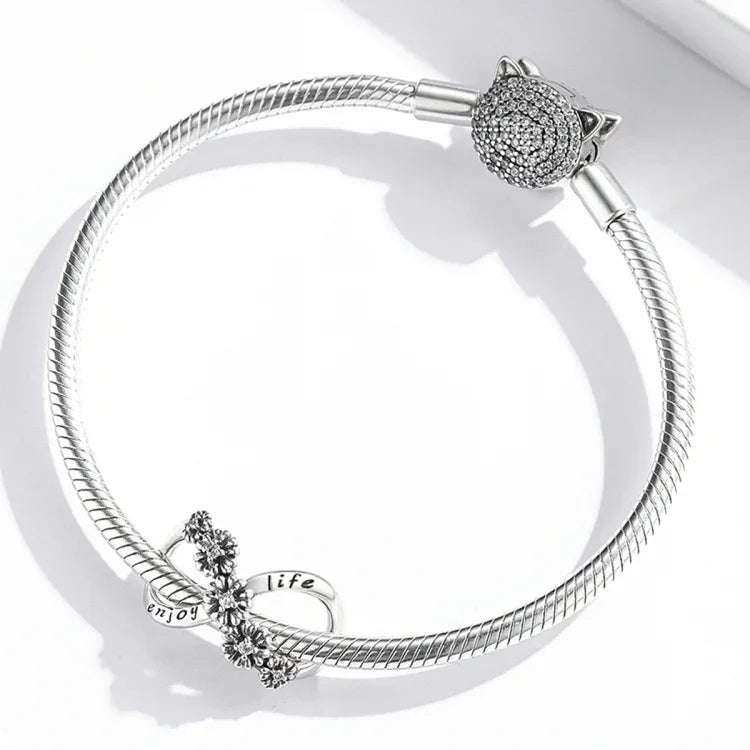 S925 Argent Sterling Fleurs Infinies Perles DIY Bracelet Collier Accessoires, Fleurs Infinies