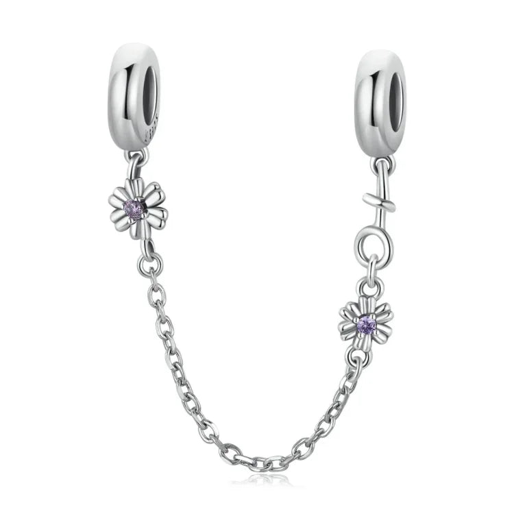 Chaîne de sécurité en argent sterling S925, motif fleur rétro, pour bracelet et collier, accessoires de bricolage, fleur rétro