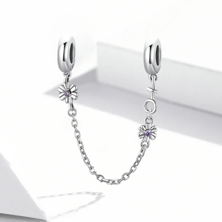 Chaîne de sécurité en argent sterling S925, motif fleur rétro, pour bracelet et collier, accessoires de bricolage, fleur rétro