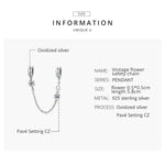 Chaîne de sécurité en argent sterling S925, motif fleur rétro, pour bracelet et collier, accessoires de bricolage, fleur rétro