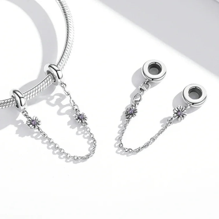 Chaîne de sécurité en argent sterling S925, motif fleur rétro, pour bracelet et collier, accessoires de bricolage, fleur rétro
