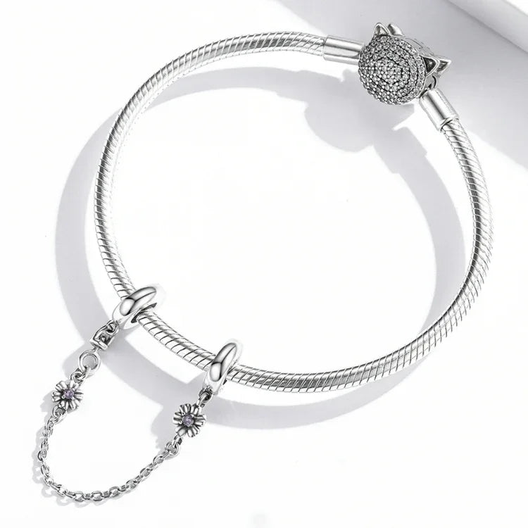 Chaîne de sécurité en argent sterling S925, motif fleur rétro, pour bracelet et collier, accessoires de bricolage, fleur rétro
