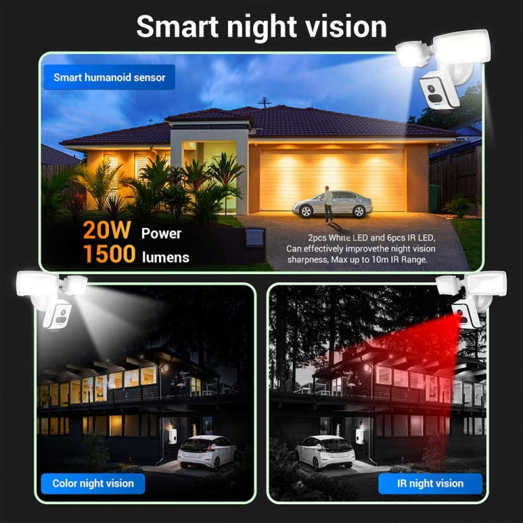 Caméra IP WiFi ESCAM QF612 3 MP et projecteur, prise en charge de la vision nocturne/détection PIR, QF612