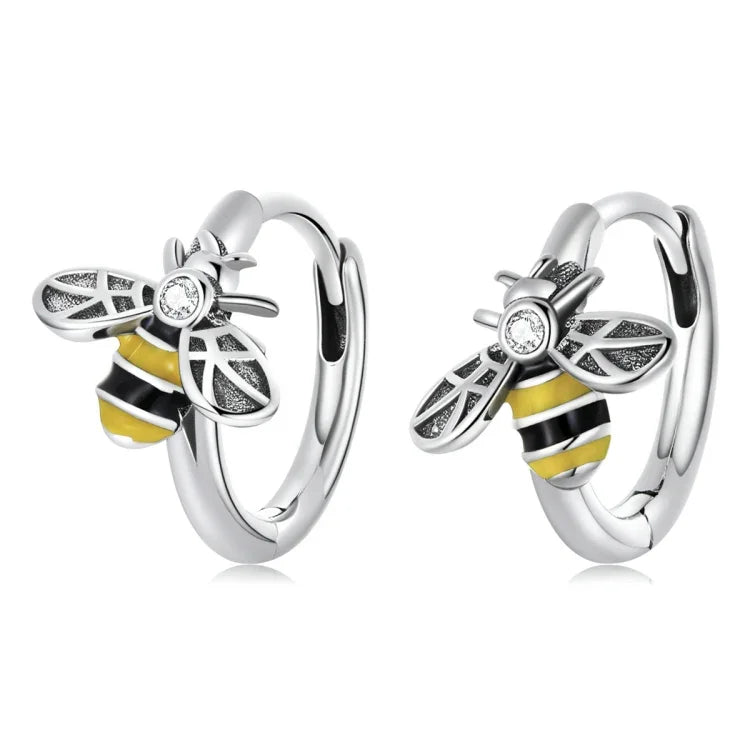 Boucles d'oreilles femme Mini abeille en argent sterling S925, Mini abeille