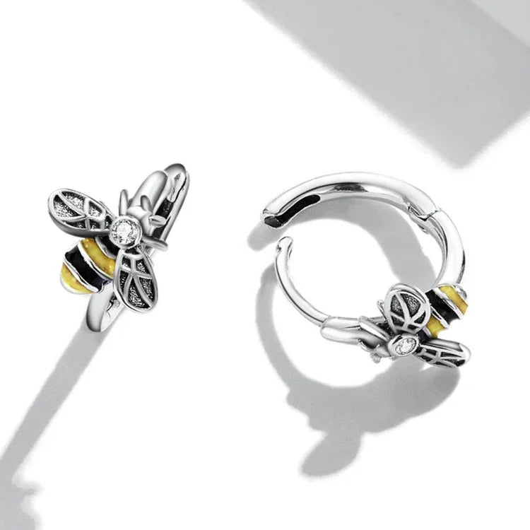Boucles d'oreilles femme Mini abeille en argent sterling S925, Mini abeille