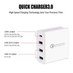 Chargeur de voyage A3 PD 18W USB-C / Type-C + QC3.0 USB + double interface USB, prise US, prise EU, prise UK
