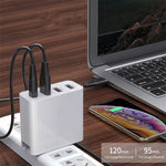 Chargeur de voyage A3 PD 18W USB-C / Type-C + QC3.0 USB + double interface USB, prise US, prise EU, prise UK