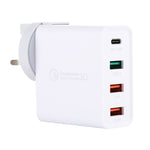 Chargeur de voyage A3 PD 18W USB-C / Type-C + QC3.0 USB + double interface USB, prise US, prise EU, prise UK