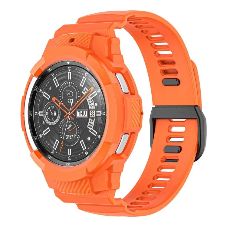 Carbon Fiber Sport Silicone Integrated Watchband, For Samsung Galaxy Watch4 Classic 42mm