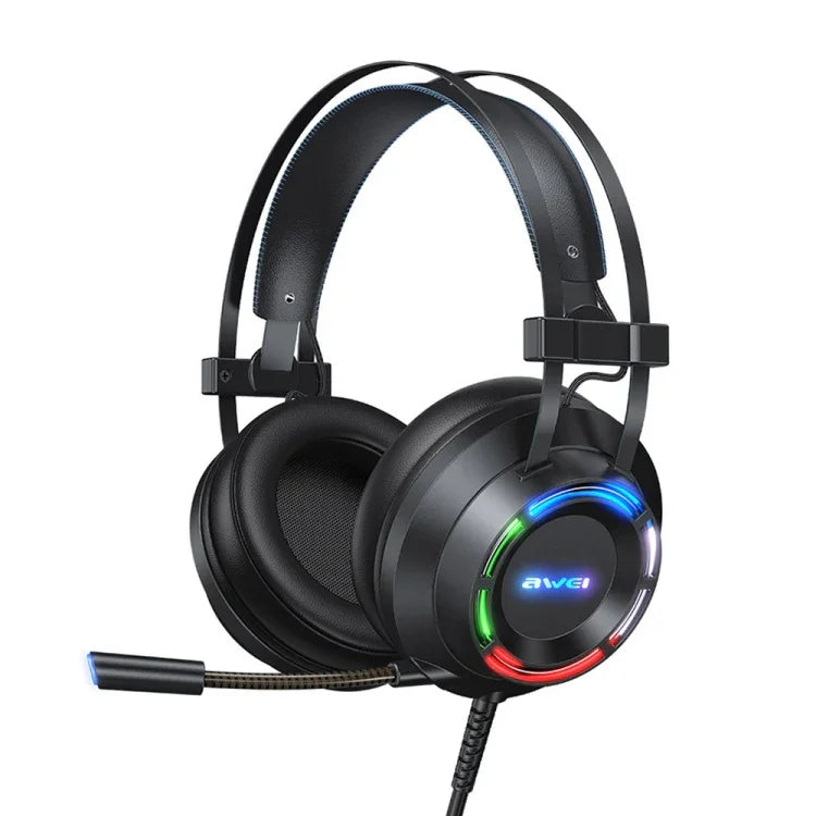 awei GM-2 Casque de jeu filaire USB + 3,5 mm avec lumière d'ambiance et microphone, GM-2