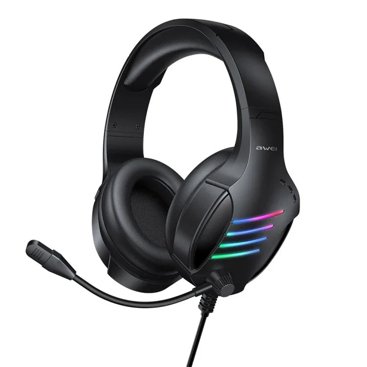 awei GM-5 Casque de jeu filaire USB + 3,5 mm avec lumière d'ambiance et microphone, GM-5