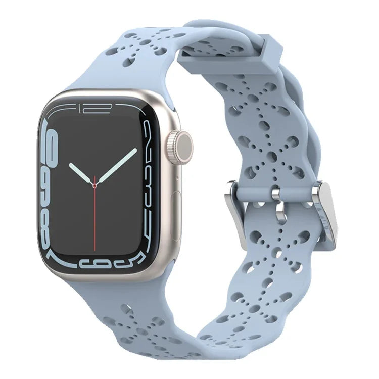 Bracelet en silicone à dentelle pour Apple Watch Series, 7 41mm / 6&SE&5&4 40mm / 3&2&1 38mm, 7 45mm / 6&SE&5&4 44mm / 3&2&1 42mm