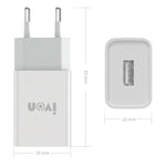 Chargeur de voyage IVON AD-33 2 en 1 2.1A port USB unique + câble de données USB vers 8 broches 1m, prise EU, prise US