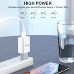 Chargeur de voyage IVON AD-33 2 en 1 2.1A port USB unique + câble de données USB vers 8 broches 1m, prise EU, prise US